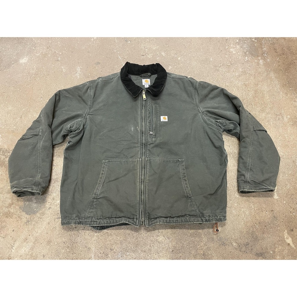 Carhartt Jacket Mens 2XL Grey Full Swing‎ Armstrong Canvas Fleece Lined 102358